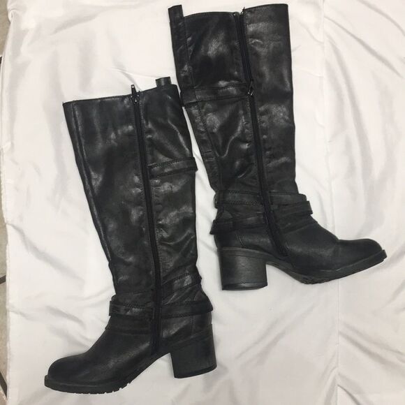 MIA Heeled Tall Boot Zip Up Black Size 7 - Picture 4 of 7